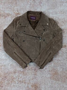 Y2K Suede Leather Moto Biker Jacket XS